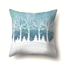 Winter landscape blue and white pillow case living room decor by Decorbites