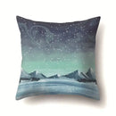 Winter landscape blue and white pillow case living room decor by Decorbites