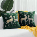 Red christmas elk embroidered pillow covers living room decor by Decorbites