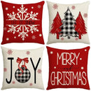 Farmhouse red christmas elk pillowcase living room embroidered decor by Decorbites