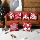 Red and white christmas embroidered cotton pillow covers living room by Decorbites