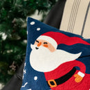 Blue santa sleigh embroidered pillow cover living room decor by Decorbites