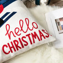 Blue santa sleigh embroidered pillow cover living room decor by Decorbites