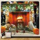Festive golden christmas tree tapestry wall hanging living room decor by Decorbites