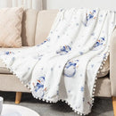 GobekUsa Christmas Flannel Blanket with Plush Ball - Multi-Functional Winter Shawl & Cushion