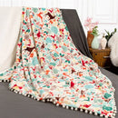 GobekUsa Christmas Flannel Blanket with Plush Ball - Multi-Functional Winter Shawl & Cushion