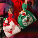 Christmas knitted apple bag red fabric gift pouch dining room decor by Decorbites