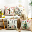 Pastel christmas letter print linen pillow cover living room decor by Decorbites