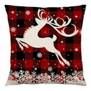 Red and black plaid christmas linen cushion cover living room decor by Decorbites