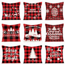 Red and black plaid christmas linen cushion cover living room decor by Decorbites