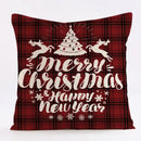 Red and black plaid christmas linen cushion cover living room decor by Decorbites