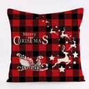 Red and black plaid christmas linen cushion cover living room decor by Decorbites