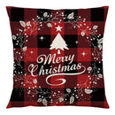 Red and black plaid christmas linen cushion cover living room decor by Decorbites