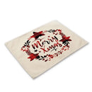Festive red & black plaid christmas linen dining table mats set of 6 by Decorbites