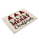 Festive red & black plaid christmas linen dining table mats set of 6 by Decorbites