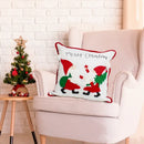 Embroidered snowflake christmas patchwork pillow covers living room by Decorbites