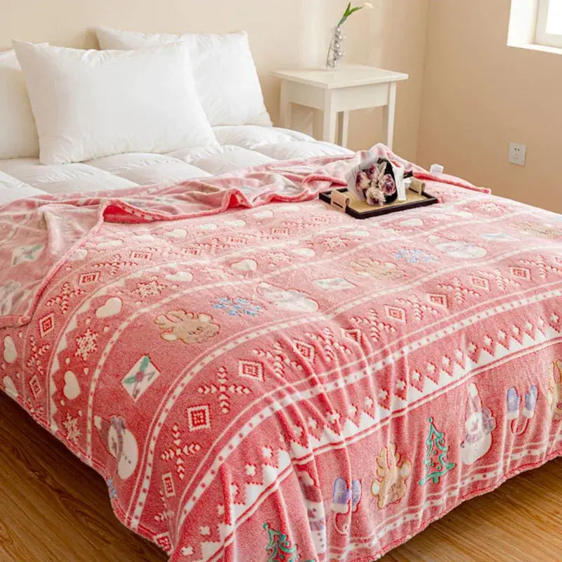 GobekUsa Christmas Pattern Printed Soft Blanket: Fine Fluffy Multi-Purpose Bed Sofa Cover, photo 5 of 15