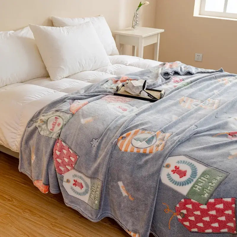 GobekUsa Christmas Pattern Printed Soft Blanket: Fine Fluffy Multi-Purpose Bed Sofa Cover, photo 11 of 15
