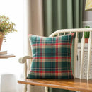 Festive plaid cushion cover with gold snowflakes living room decor by Decorbites