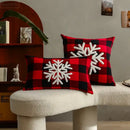 Snowflake red & black plaid cushion cover living room decor by Decorbites