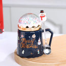Red and green christmas planet ceramic mug with spoon kitchen gift by Decorbites