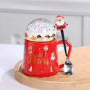 Red and green christmas planet ceramic mug with spoon kitchen gift by Decorbites