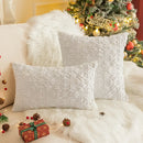 Textured white & dark green christmas plush pillowcase living room by Decorbites