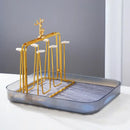 GobekUsa Christmas Reindeer Cups Holder Set for Drying, Decorated with Transparent Glacier Water Glass