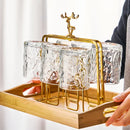 GobekUsa Christmas Reindeer Cups Holder Set for Drying, Decorated with Transparent Glacier Water Glass