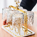 GobekUsa Christmas Reindeer Cups Holder Set for Drying, Decorated with Transparent Glacier Water Glass