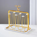 GobekUsa Christmas Reindeer Cups Holder Set for Drying, Decorated with Transparent Glacier Water Glass