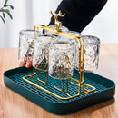 GobekUsa Christmas Reindeer Cups Holder Set for Drying, Decorated with Transparent Glacier Water Glass