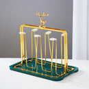 GobekUsa Christmas Reindeer Cups Holder Set for Drying, Decorated with Transparent Glacier Water Glass