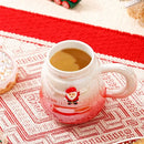 Festive red & white christmas santa ceramic mug with snow globe lid by Decorbites