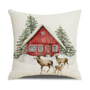 Red and white plaid snow elk pillow cover living room decor by Decorbites