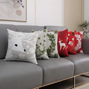 Red and green christmas snowflake deer cushion cover living room by Decorbites