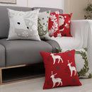 Red and green christmas snowflake deer cushion cover living room by Decorbites