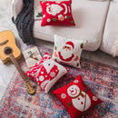 Red snowflake elk embroidered pillowcases living room cushion cover by Decorbites