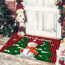 Festive red & white gnomes checkered floor mat kitchen decor by Decorbites
