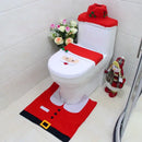Red santa claus christmas toilet decoration set bathroom plush fabric by Decorbites