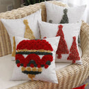 Embroidered gold green & red christmas tree pillow cover living room by Decorbites
