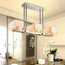 GobekUsa Chrome Pendant Light with Fabric Shade - Rectangular Design, Classic Island Lamp for Dining Room - 2/4/6 Bulbs.