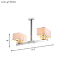 GobekUsa Chrome Pendant Light with Fabric Shade - Rectangular Design, Classic Island Lamp for Dining Room - 2/4/6 Bulbs.