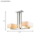 GobekUsa Chrome Pendant Light with Fabric Shade - Rectangular Design, Classic Island Lamp for Dining Room - 2/4/6 Bulbs.