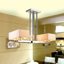 GobekUsa Chrome Pendant Light with Fabric Shade - Rectangular Design, Classic Island Lamp for Dining Room - 2/4/6 Bulbs.