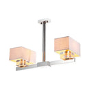 GobekUsa Chrome Pendant Light with Fabric Shade - Rectangular Design, Classic Island Lamp for Dining Room - 2/4/6 Bulbs.
