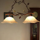 GobekUsa Classic 2-Head Resin Branch Suspension Light with Scalloped Shade - Brown