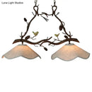 GobekUsa Classic 2-Head Resin Branch Suspension Light with Scalloped Shade - Brown