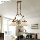 GobekUsa Classic 2-Head Resin Branch Suspension Light with Scalloped Shade - Brown