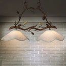GobekUsa Classic 2-Head Resin Branch Suspension Light with Scalloped Shade - Brown